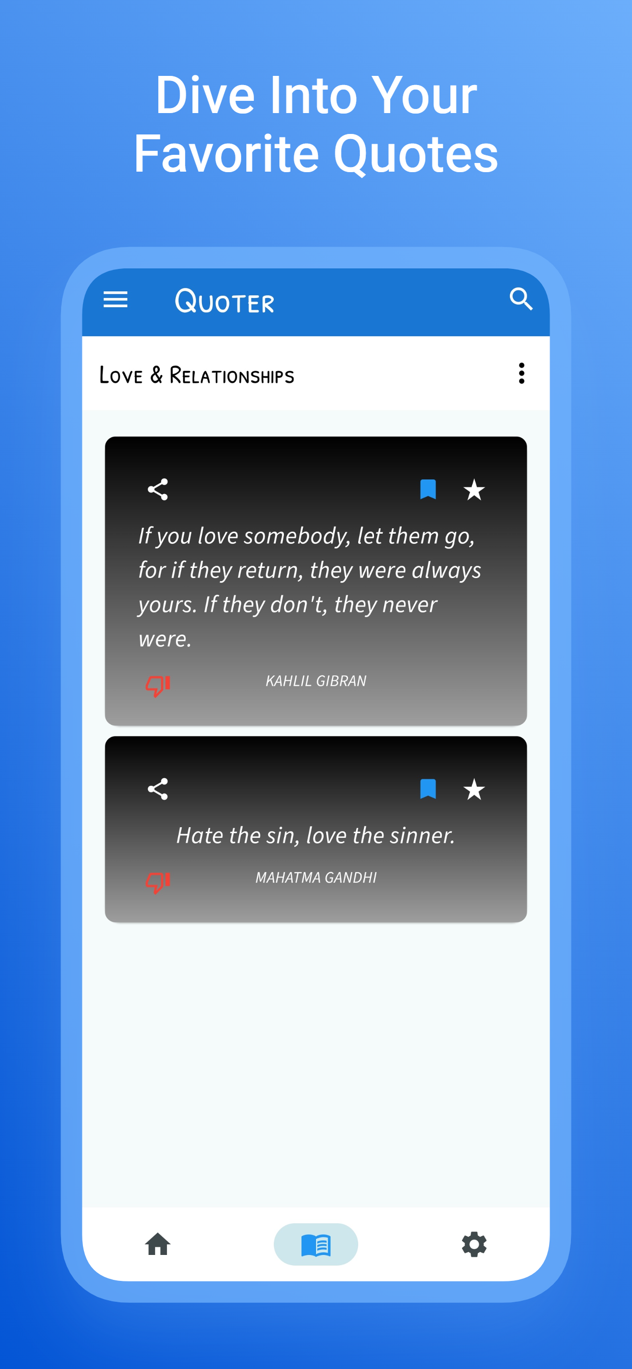 Quoter collection detail screen with quotes inside one collection